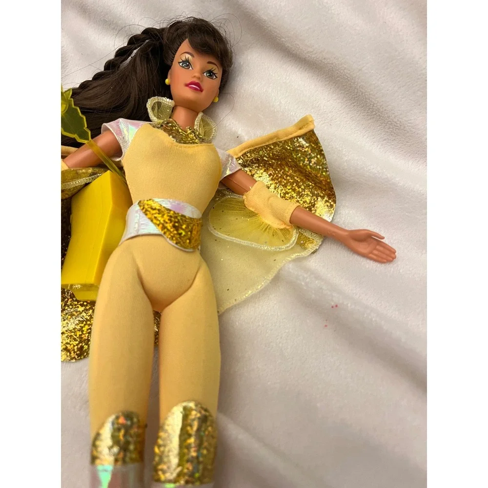 Vintage 1995 Flying Hero Teresa Yellow Gold Glitter Flying Toy Wand